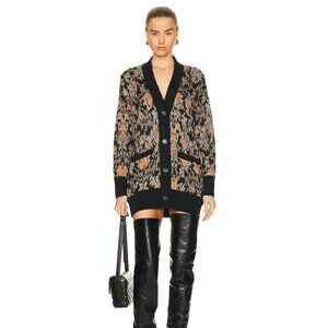 Hemant and Nadita Black Orange Oversized Floral Rafa Cardigan - Size M
